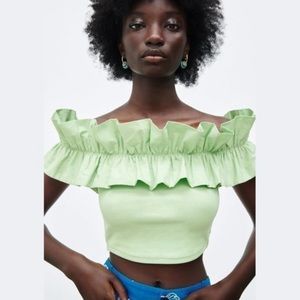 NWT Zara Off the Shoulder Crop Top